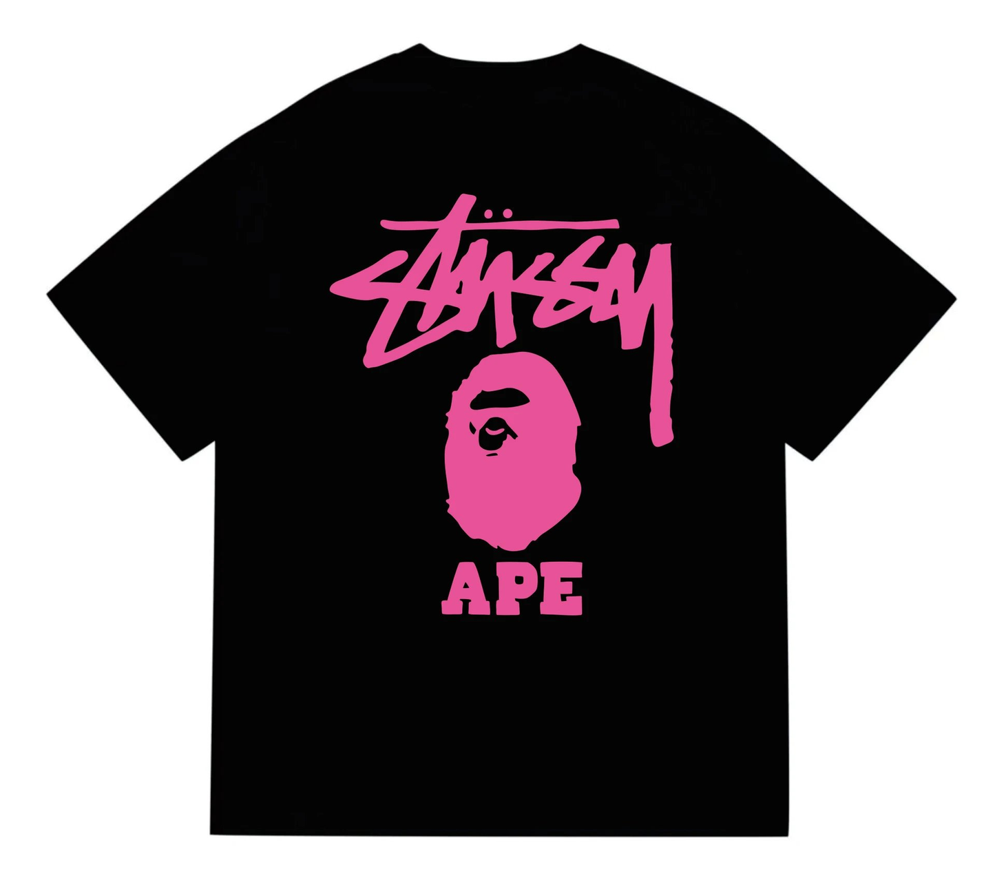 Polera Stussy Negra/Rosada